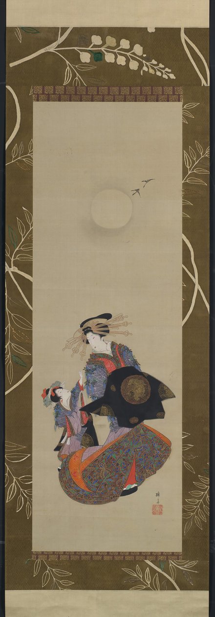 Krása Yoshiwara s Apprentice in Moonlight, 19. století. od Hokuba
