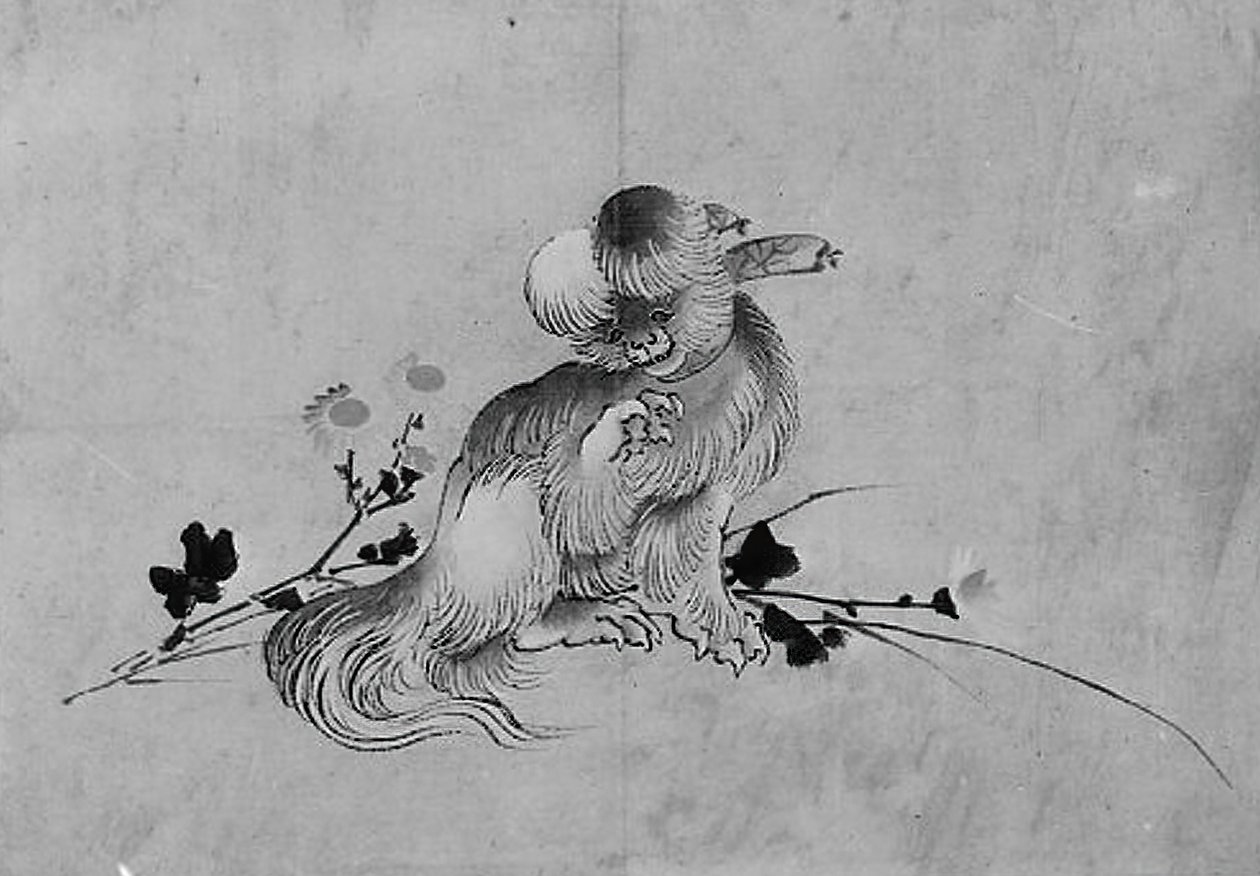 Pekingese, 19. století. od Hokusai School.