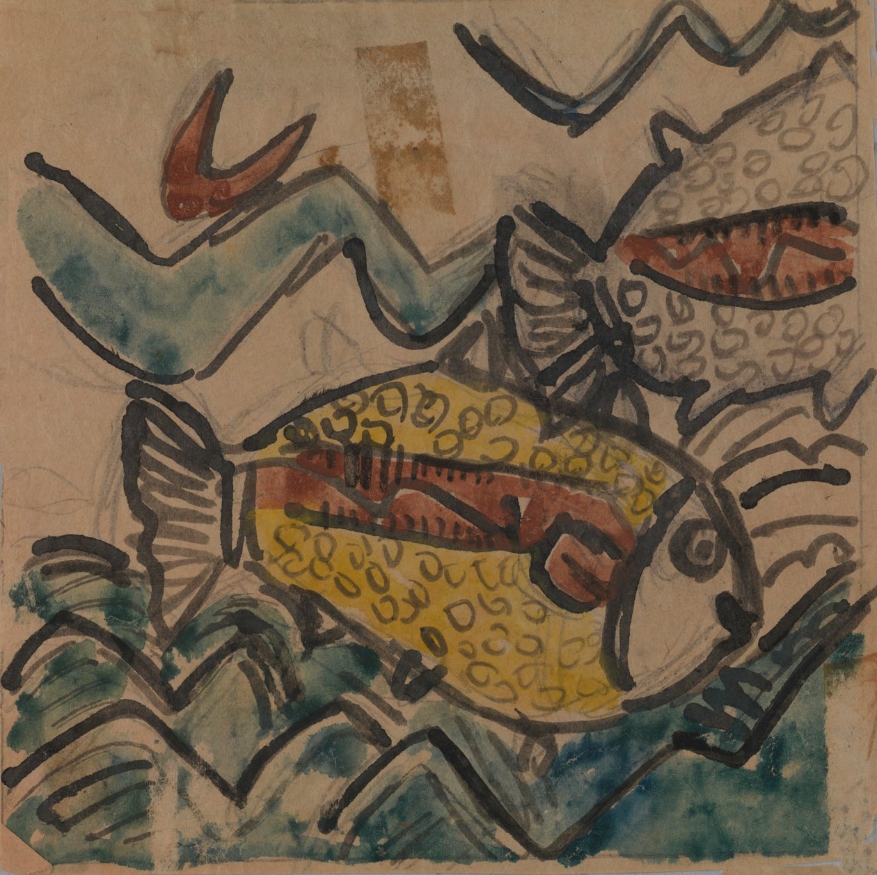 Rybí design pro keramický talíř, ca. 1930-1939. od Holcha Krake