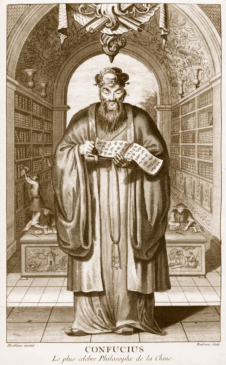 Kong-Fu-Tse neboli Konfucius, nejslavnější filozof Číny, vyryl Henry Fletcher (fl. 1729) od Honbleau