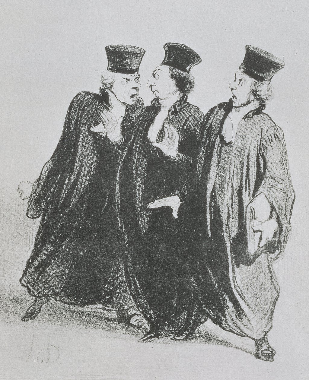 Spor před soudní síní, z cyklu "Les Gens de Justice", cca 1846 (uhel na papíře) od Honoré Daumier