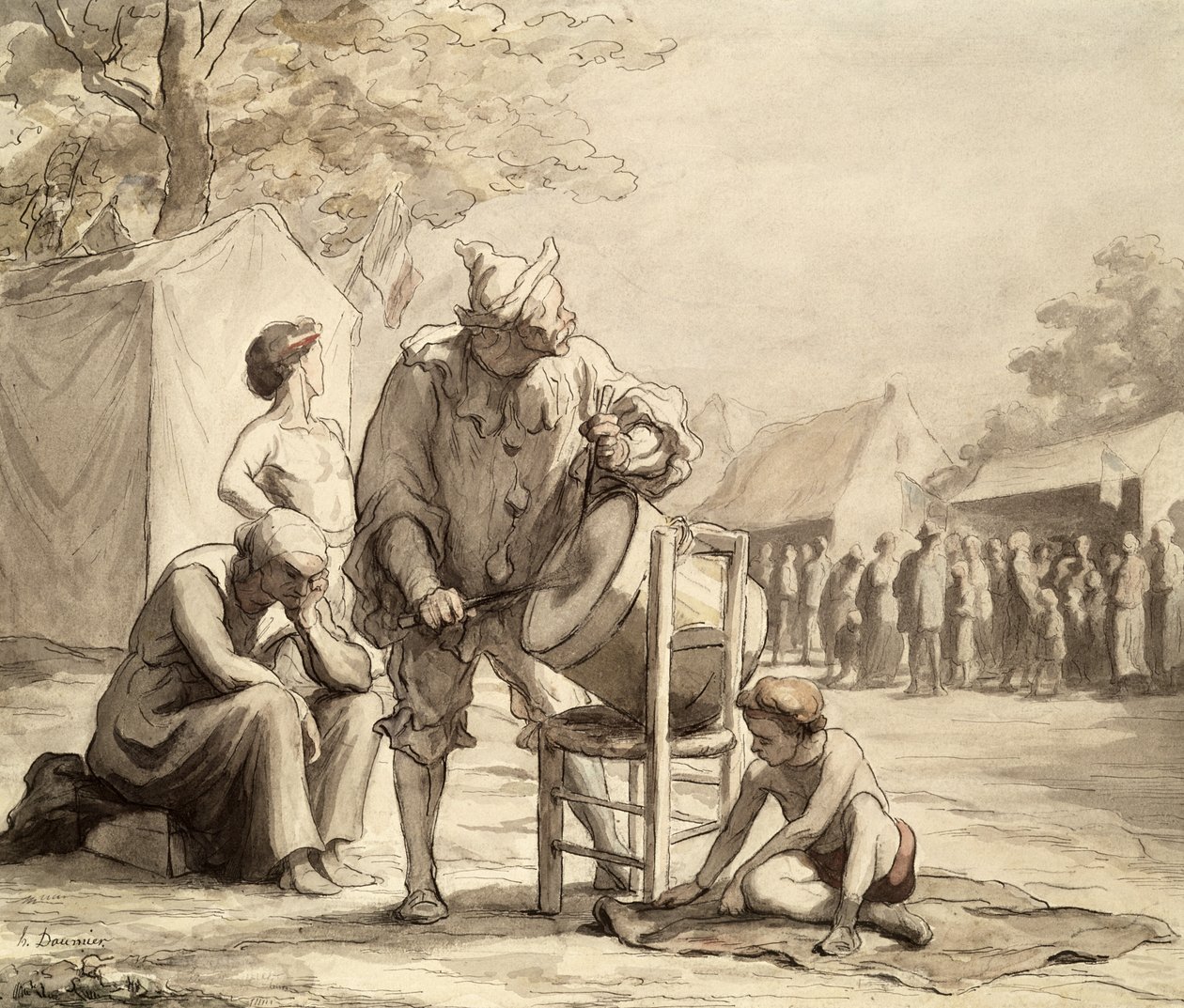 Akrobaté na veletrhu cca 1865-69 od Honoré Daumier