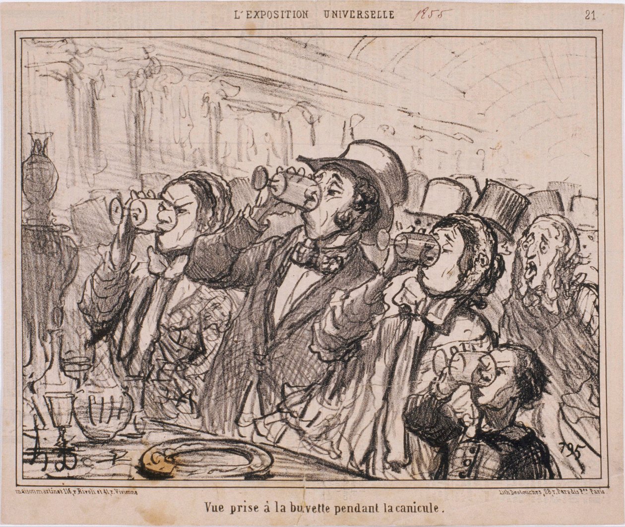Univerzální výstava - Pohled pořízený na baru s občerstvením během veder od Honoré Daumier