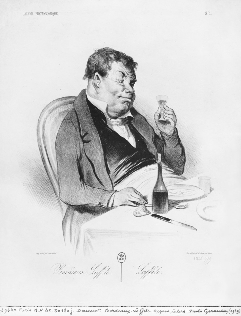 Série "Galerie physionomique", Bordeaux Laffite, deska 1, ilustrace z "Le Charivari", 17. listopadu 1836. od Honoré Daumier