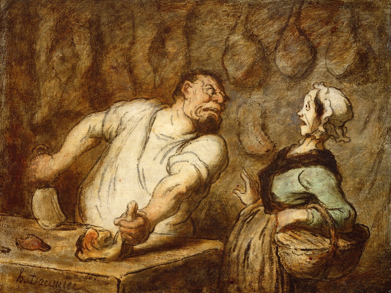 Řezník, trh Montmartre, c.1857-58 od Honoré Daumier