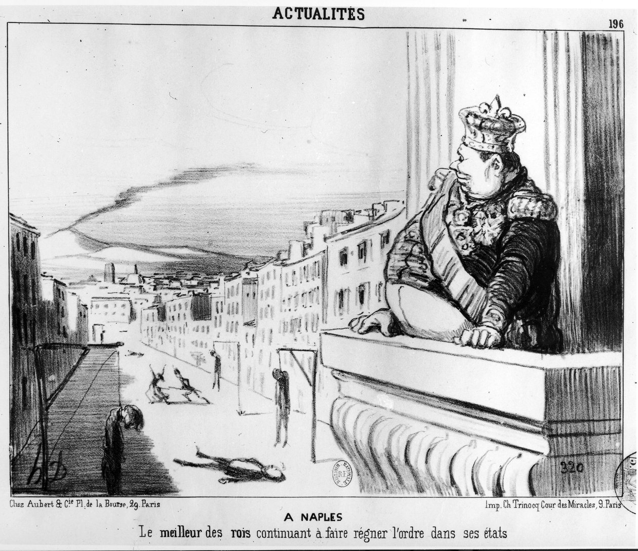 Král nadále vládne s řádem nad svými dvěma státy, Neapolí od Honoré Daumier