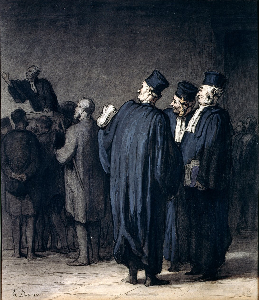 The Lawyers, 1870-75 (wc, pero a inkoust a pastelka na papíře) od Honoré Daumier