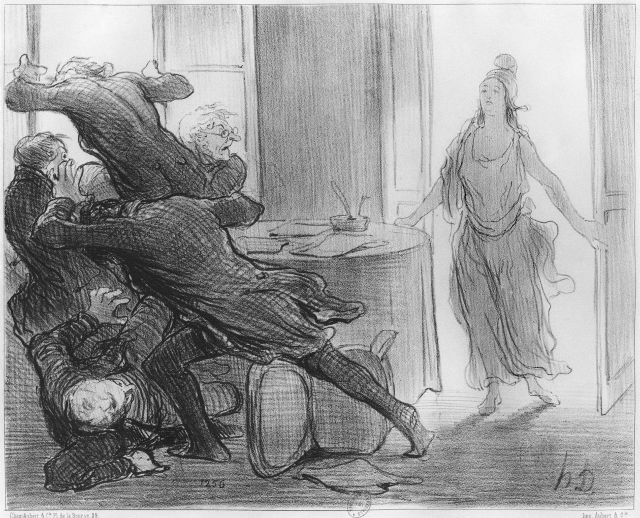 Poslední schůze kabinetu bývalých ministrů, ilustrace z „Le Charivari“, 9. března 1848 od Honoré Daumier