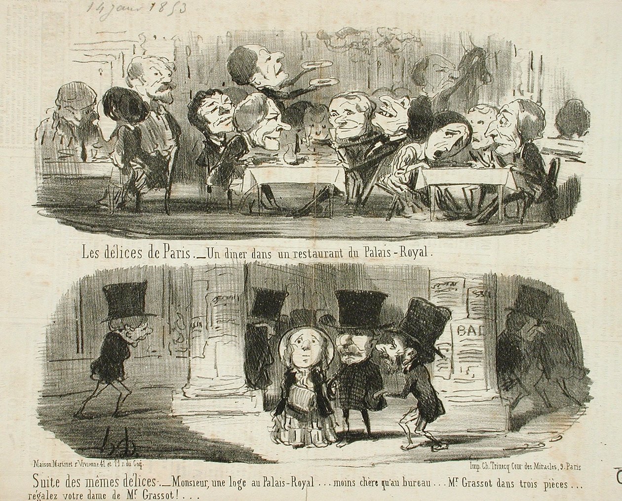 Večeře v restauraci Palais-Royal; Pokračování stejných rozkoší od Honoré Daumier