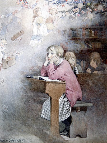 Sny o Vánocích (akvarel na papíře) od Honor Charlotte Appleton