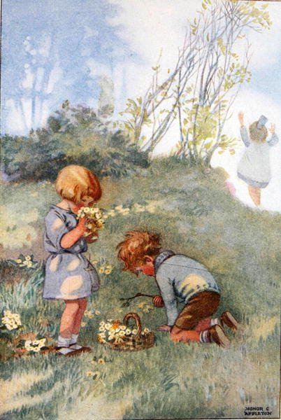 Ilustrace z „Pokladnice veršů pro školu a domov“, kterou vybrali M.G.Edgar & Eric Chilman (barevné lito) od Honor Charlotte Appleton