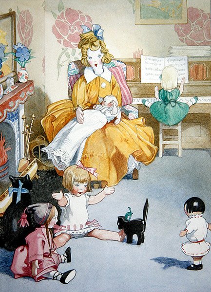 V přijímacím pokoji (akvarel na papíře) od Honor Charlotte Appleton