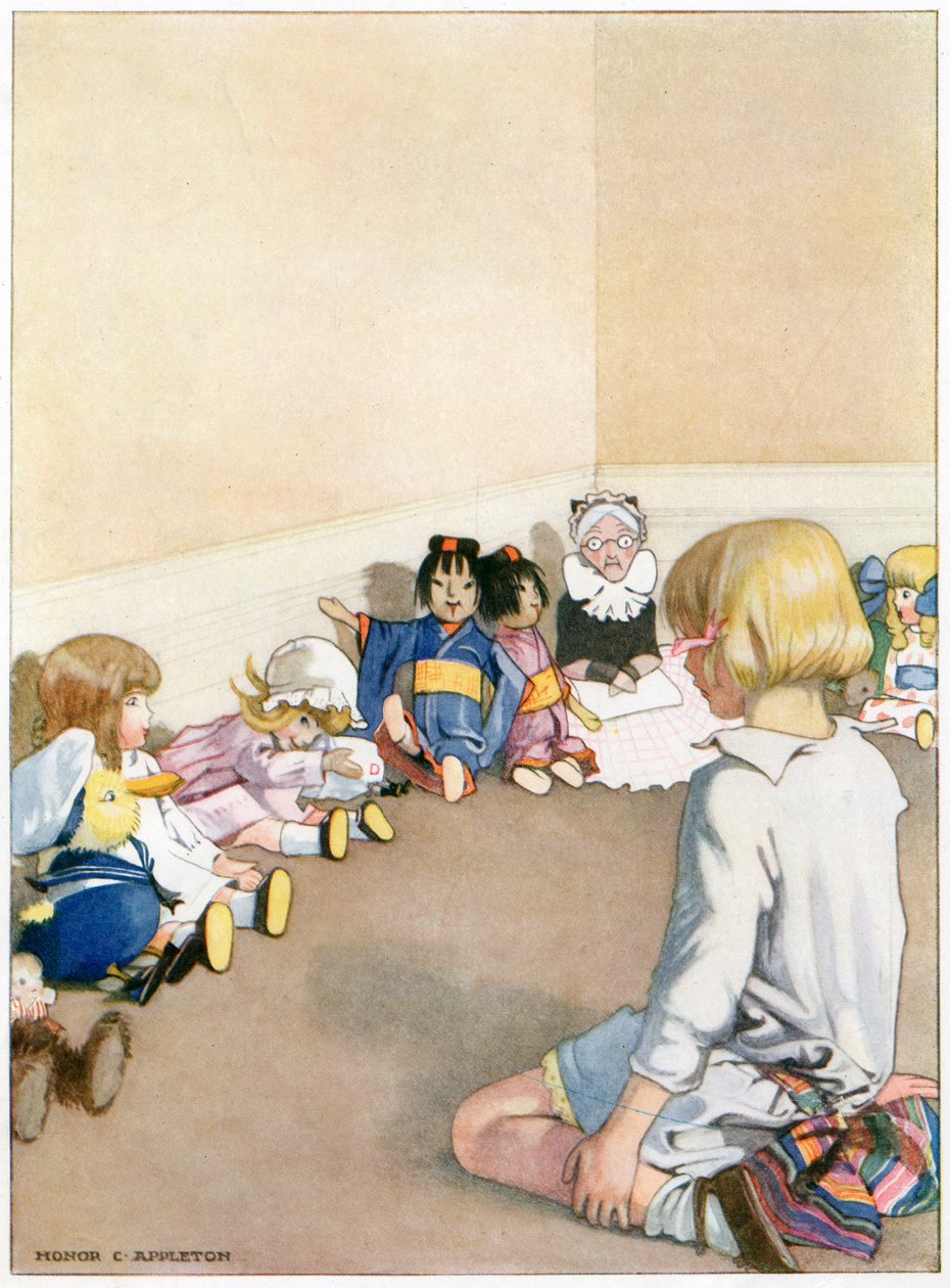 „Trochu jim trvalo, než byli zase docela dobří“, ilustrace z „Josephine is Busy“ od H.C. Cradock, vydavatelství Blackie & Son, Ltd. (barevné lito) od Honor Charlotte Appleton