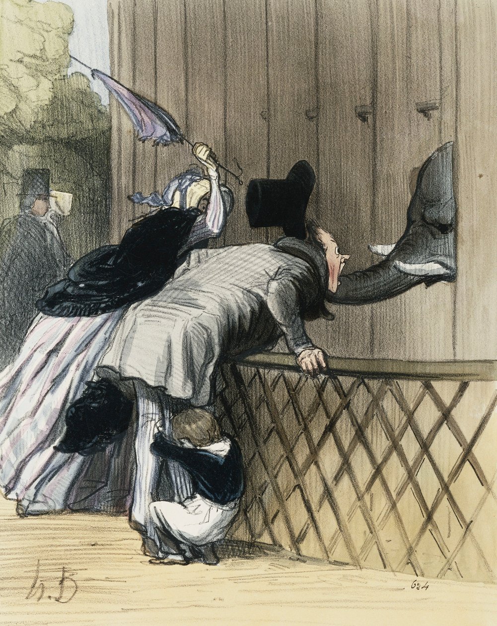 Strach v Jardin des Plantes, z „Les Etrangers a Paris“ od Honore Daumier, Aubert et Compagnie, 1844 od Honoré Daumier