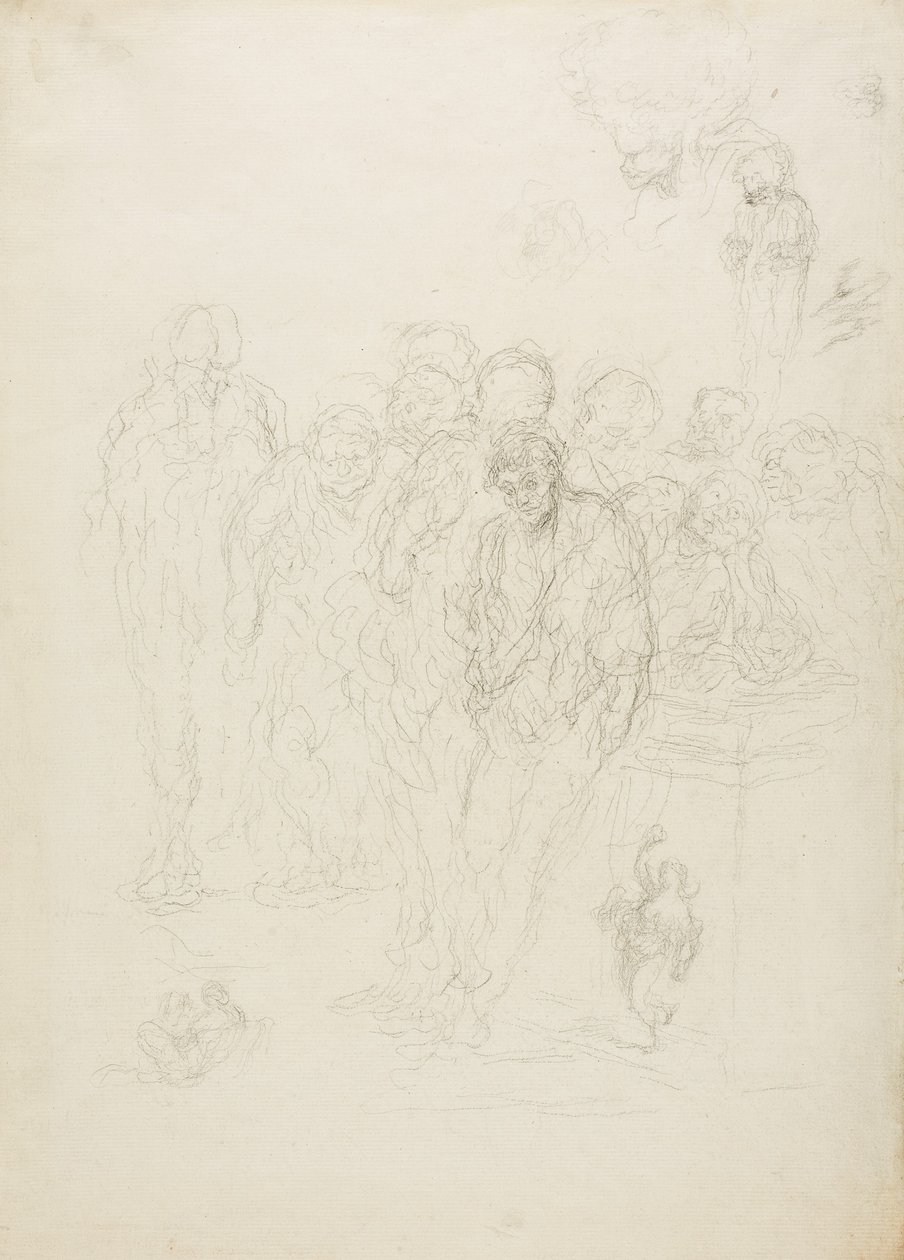 Skupina mužů a jiné náčrty, 1857 od Honoré Daumier