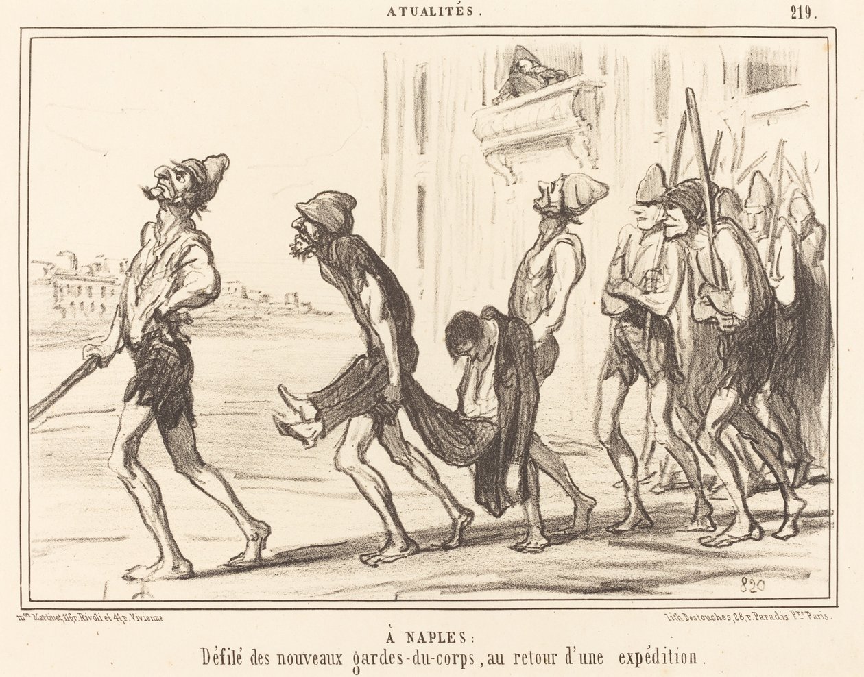 V Neapoli: Průvod... bodyguardů... od Honoré Daumier
