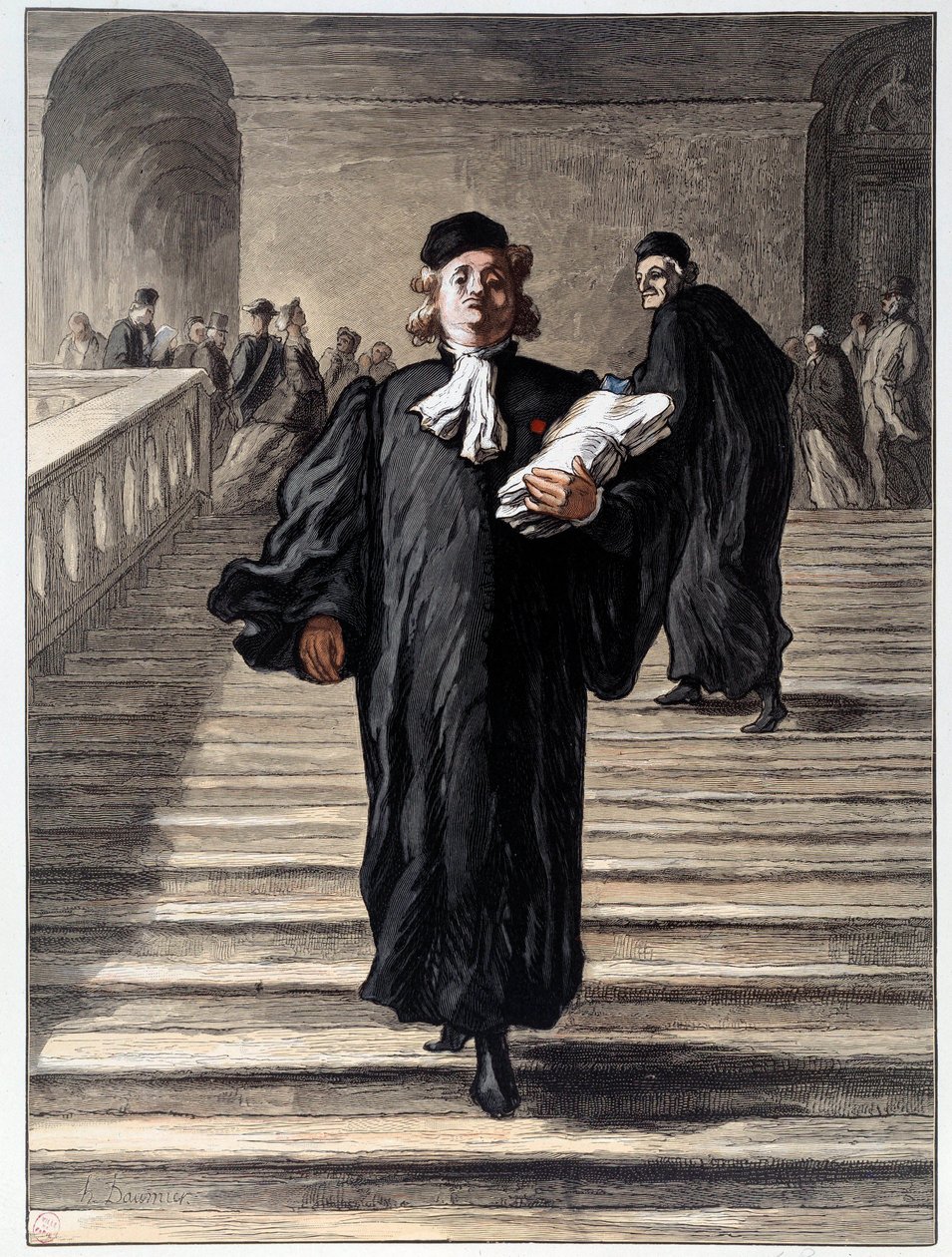 Právník v šatech u soudu. Litografie Honore Daumiera (1808-1879) Paříž 19. století, Musee Carnavalet od Honoré Daumier