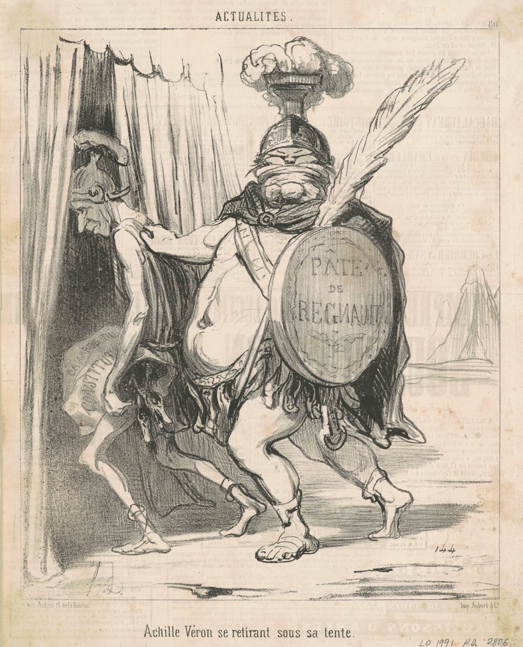 Achille Vèron se stahuje do svého stanu od Honoré Daumier