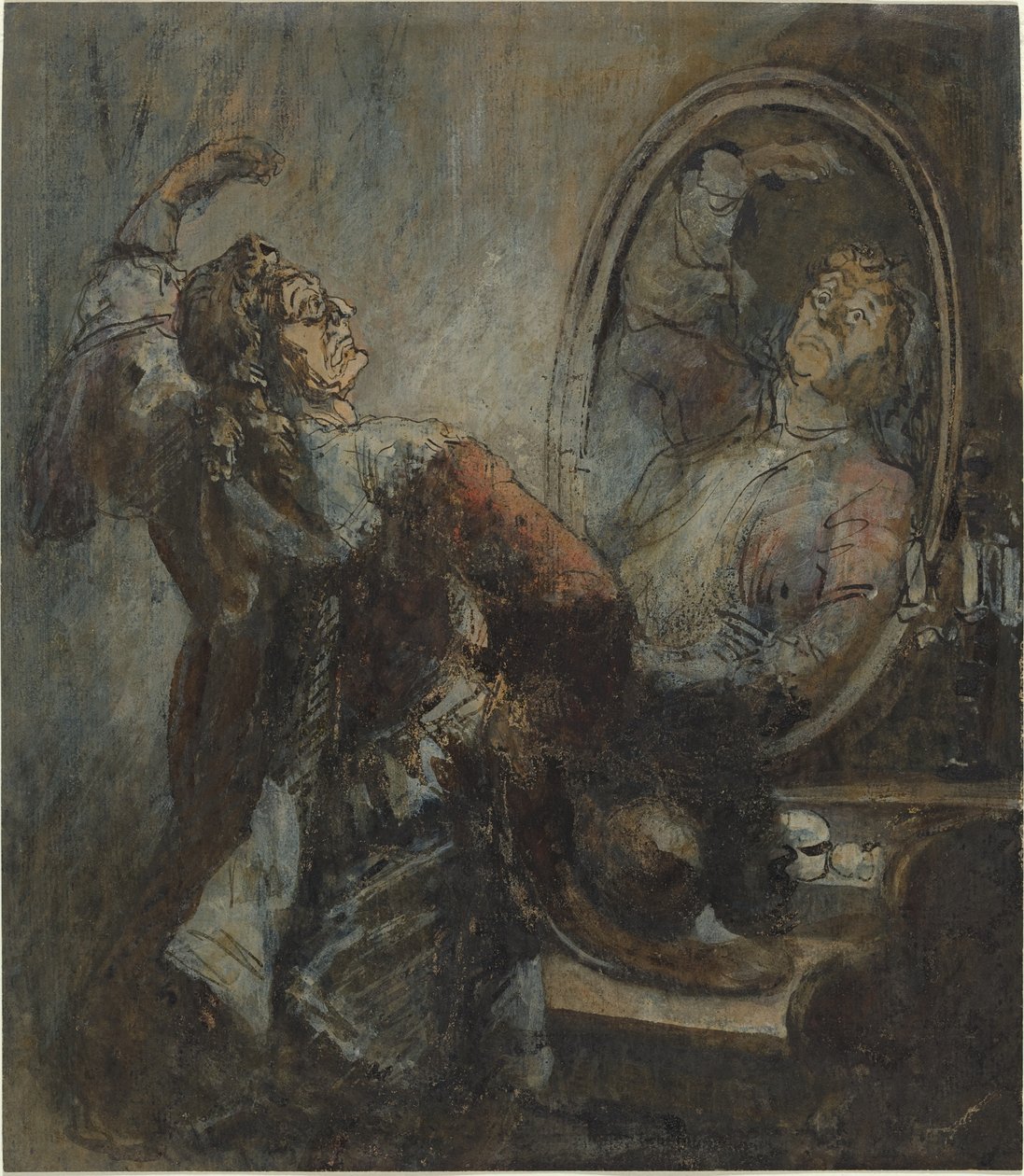 Herec pózuje před zrcadlem od Honoré Daumier