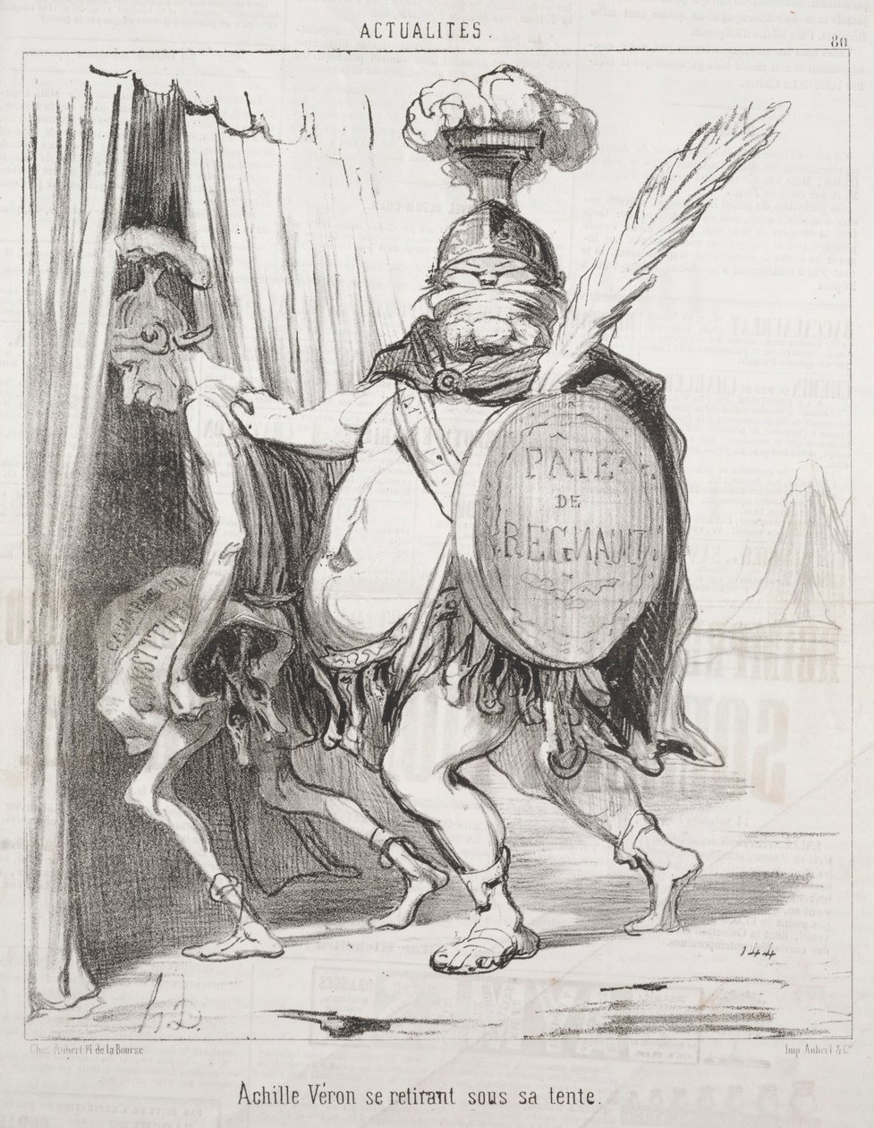 Aktuality: Achilles se stahuje do svého stanu, 1850. od Honoré Daumier