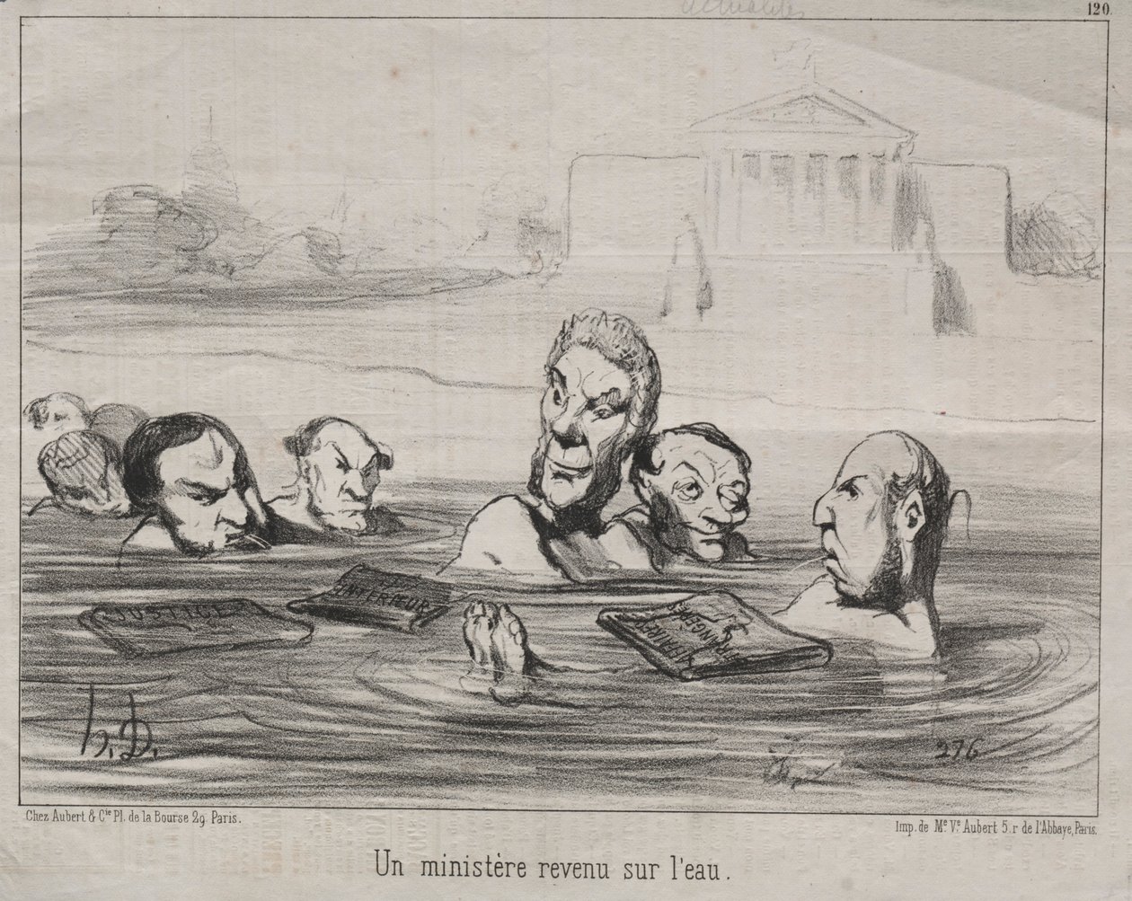 Aktuality č. 120: Ministr se vrací do vody, 1851. od Honoré Daumier