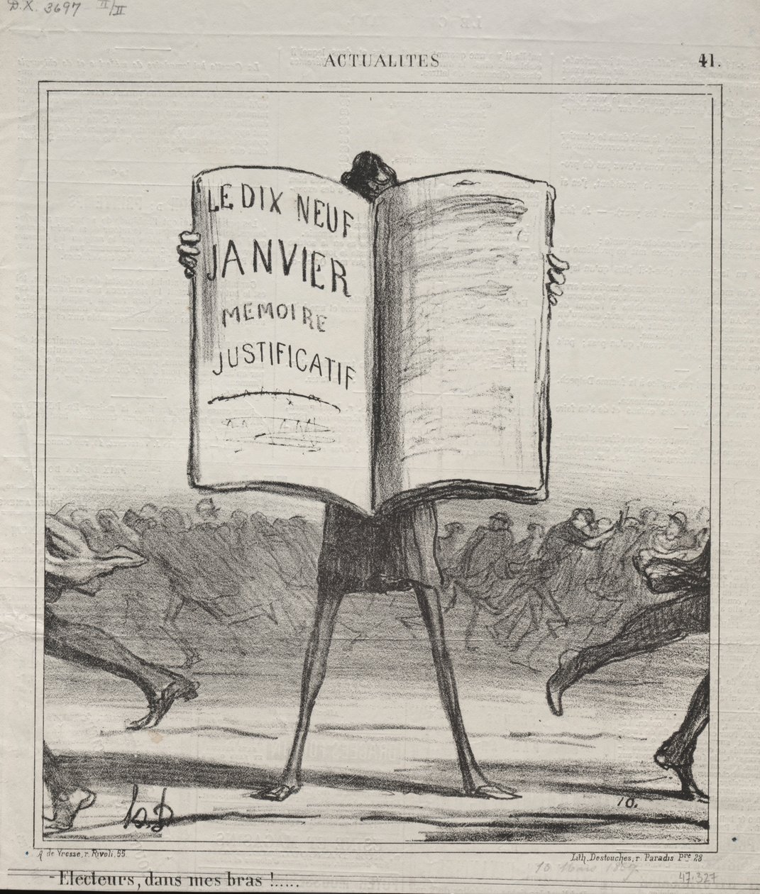 Aktuality č. 41: Voliči, v mém náručí!..., 1869. od Honoré Daumier
