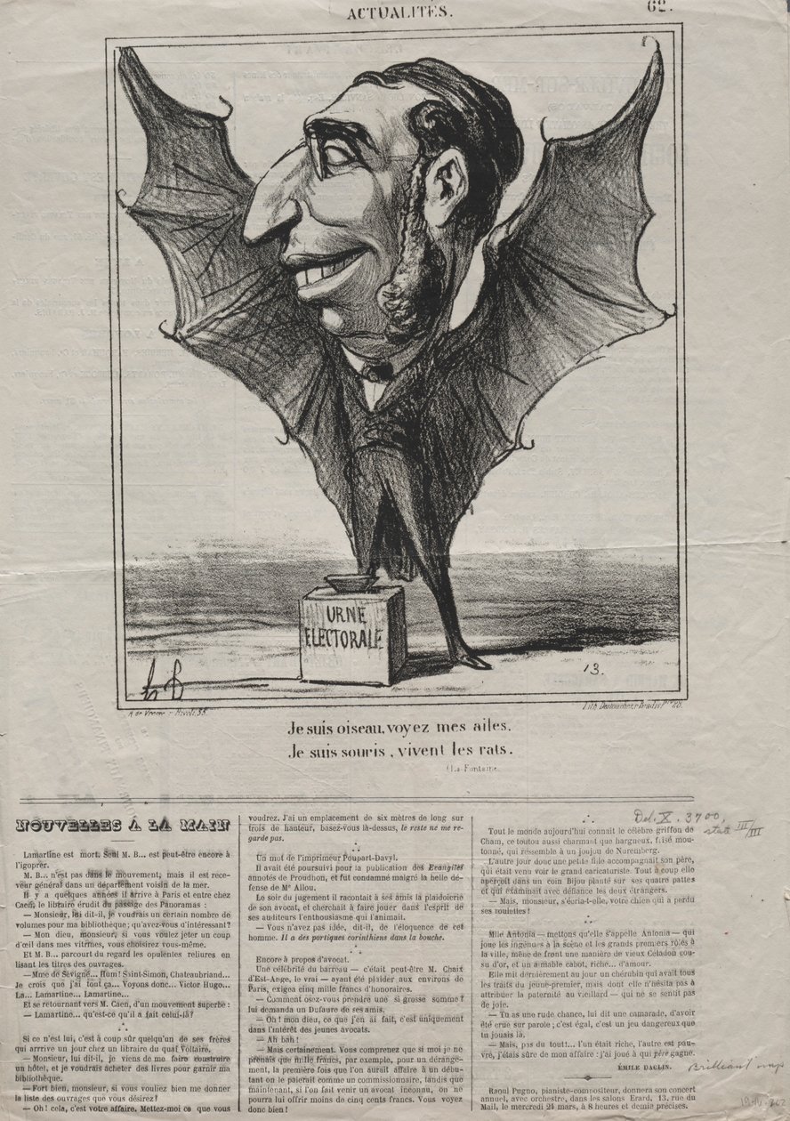 Aktuality č. 62: Jsem pták, viz moje křídla.., 1869. od Honoré Daumier