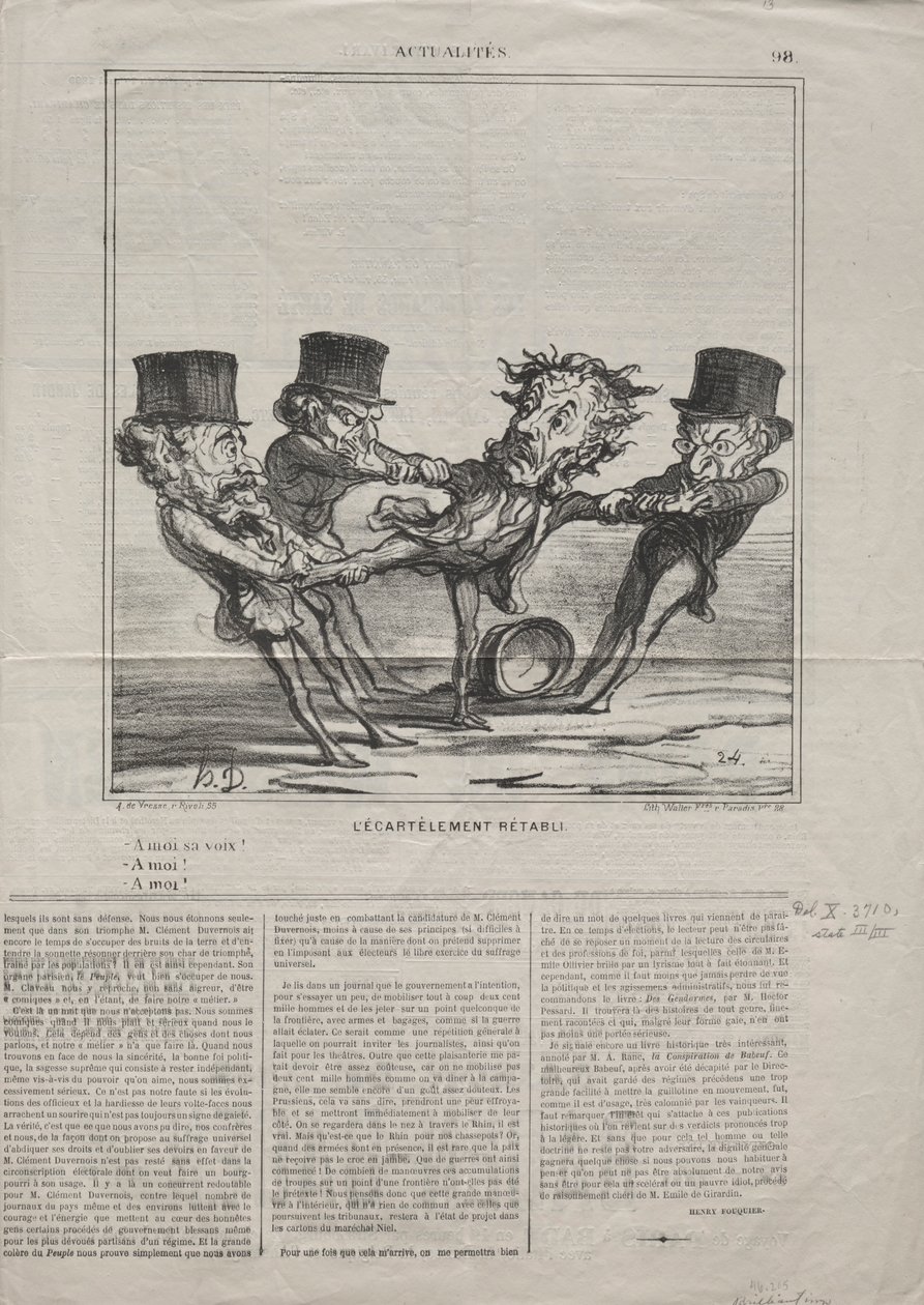 Aktuality č. 98: Čtvrcení obnoveno, 1869. od Honoré Daumier