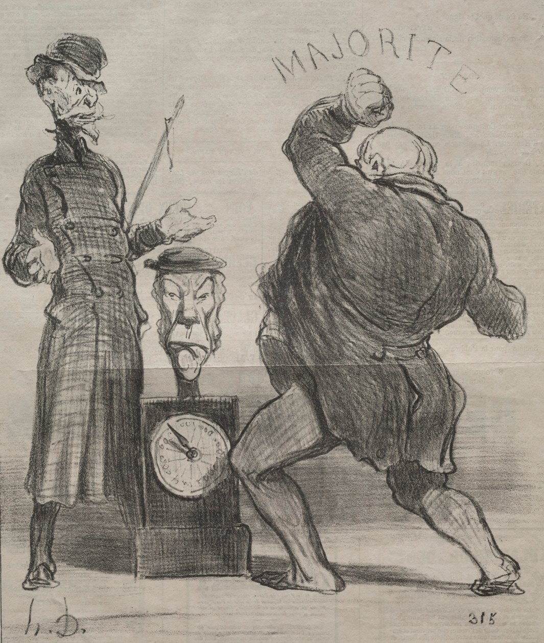 Aktuality deska 183: Zkoušení síly, 1851. od Honoré Daumier