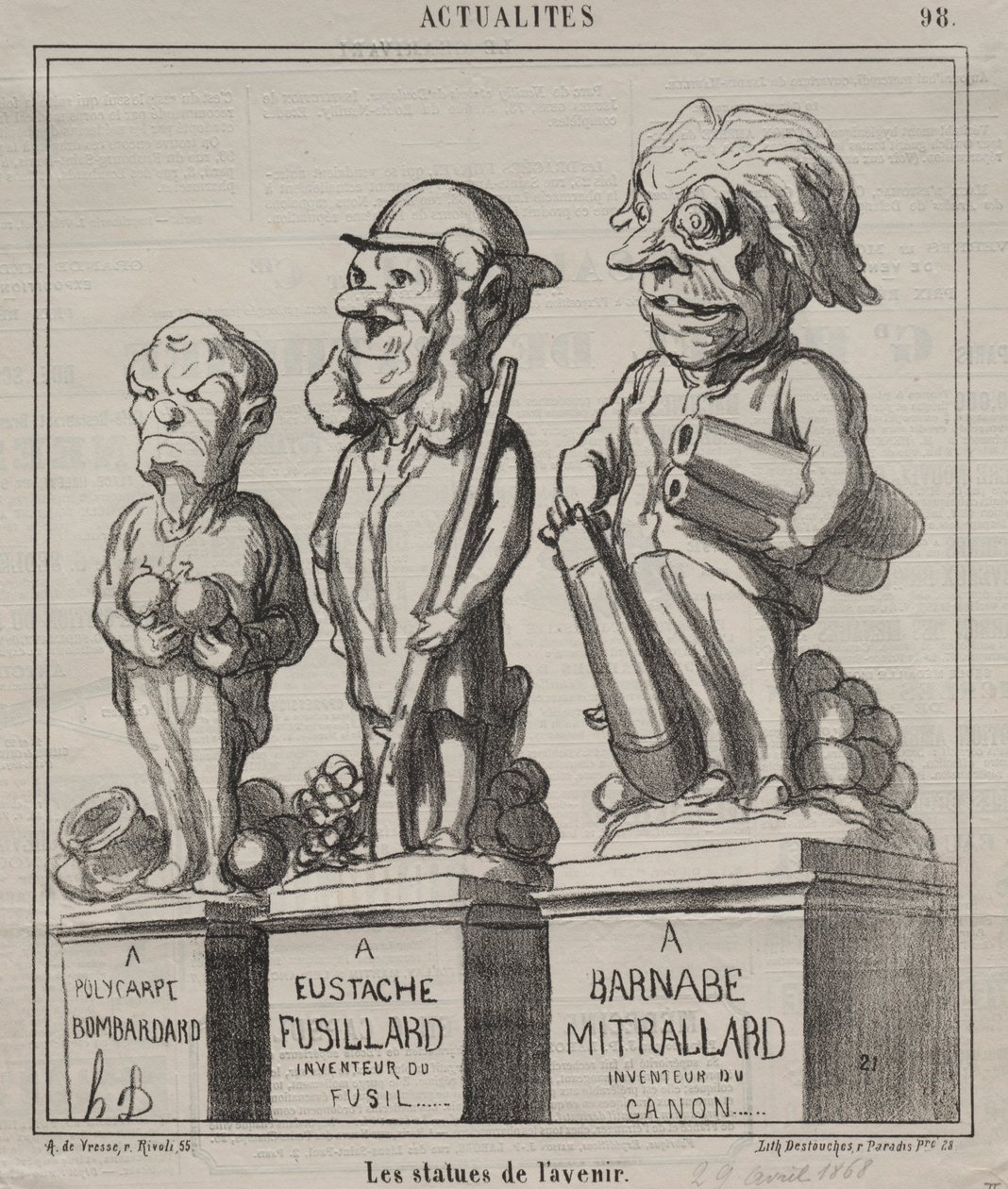 Aktuality deska 98: Sochy budoucnosti, 1868. od Honoré Daumier