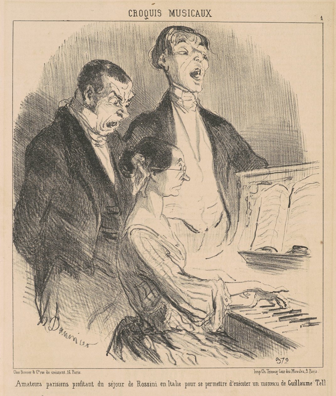 Pařížští amatéři si užívají Rossiniho pobyt od Honoré Daumier