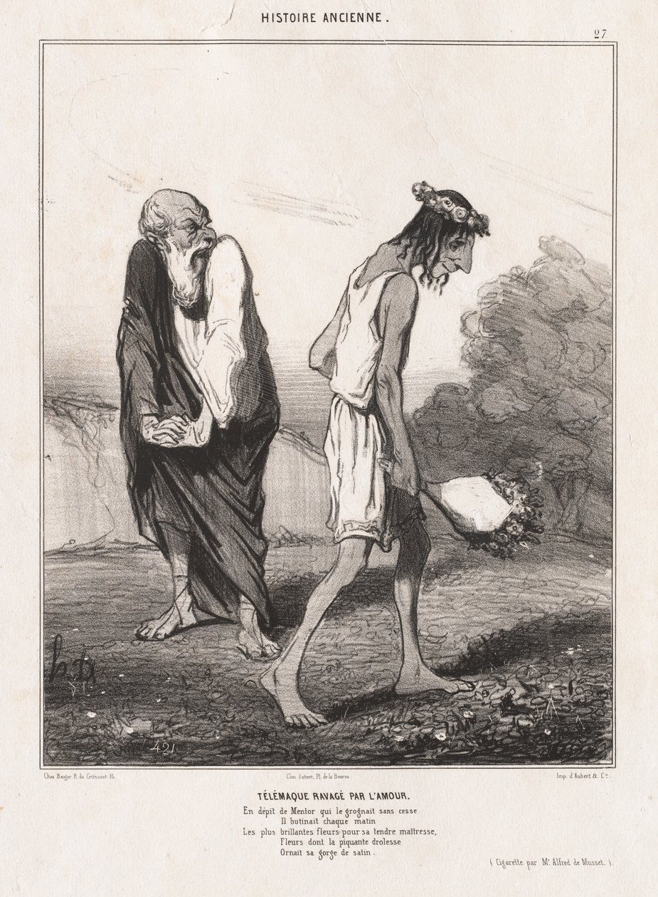 Dějiny starověku : Pl. 27, Telemachus zpustošený láskou..., 1842. od Honoré Daumier
