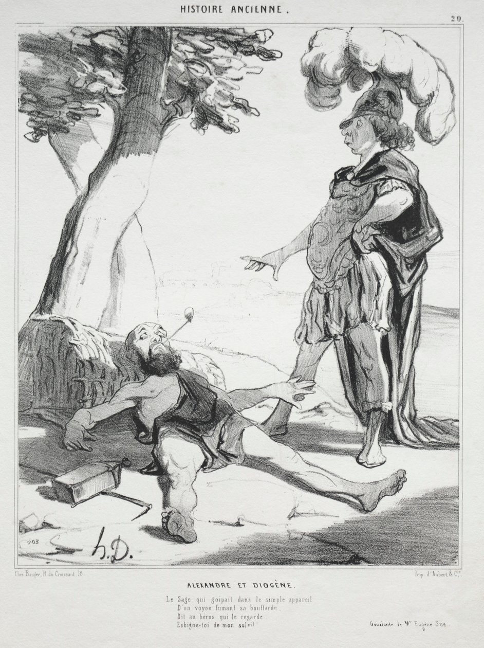 Starověká historie, deska 20: Alexander a Diogenes, 14. srpna 1842. od Honoré Daumier