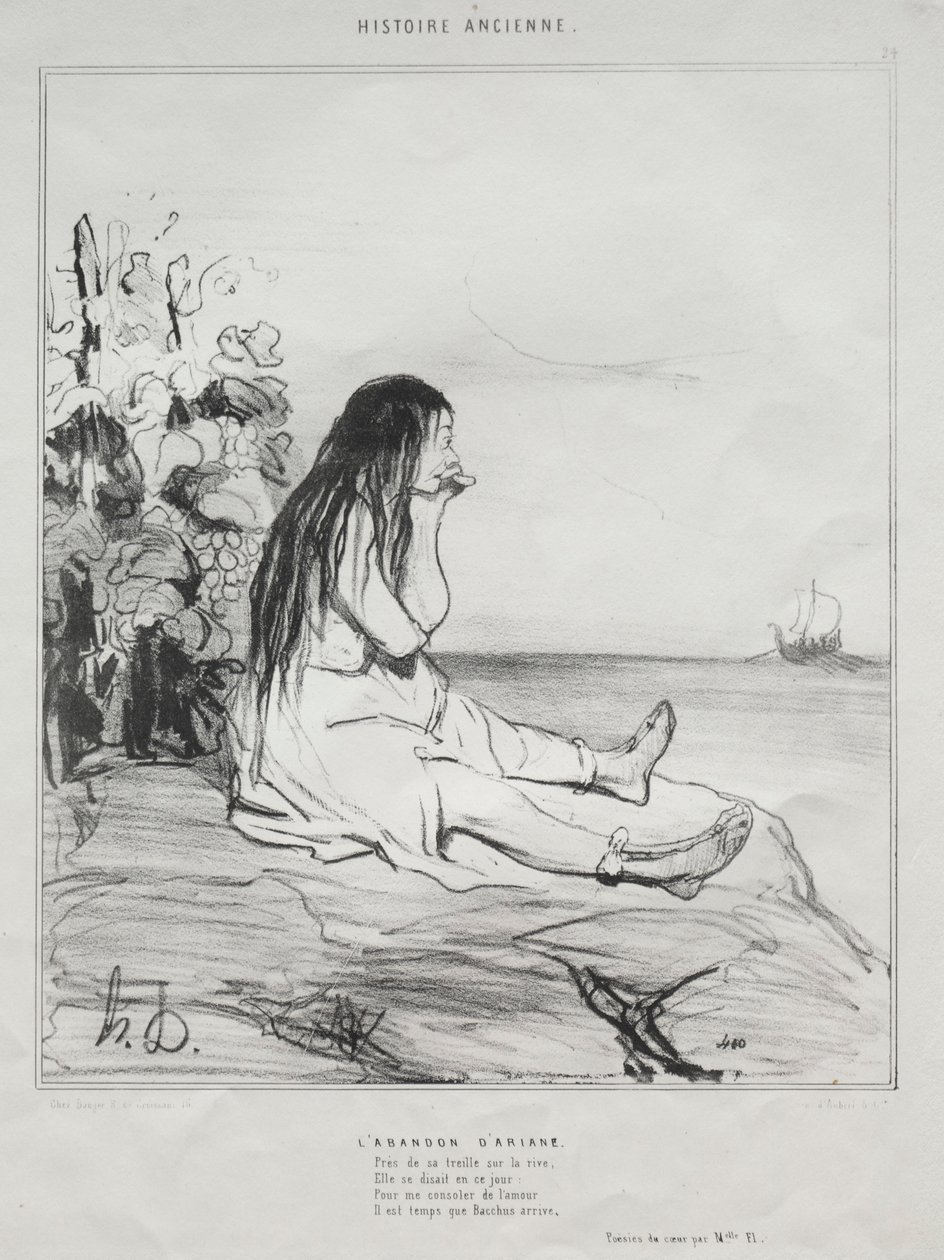 Starověká historie, deska 24: Opuštění Ariadny, 4. září 1842. od Honoré Daumier