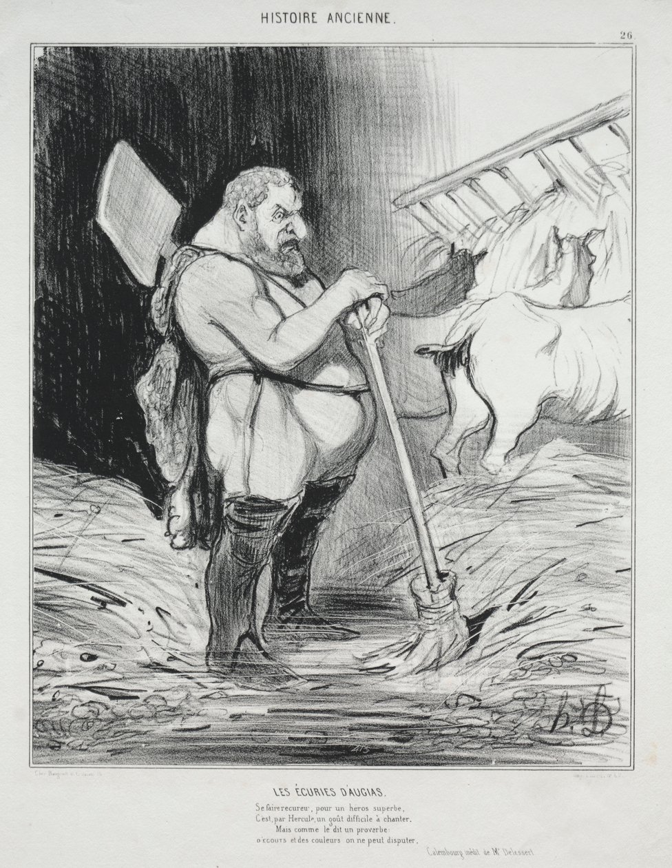 Starověká historie, deska 26: Stáj Augeas od Honoré Daumier