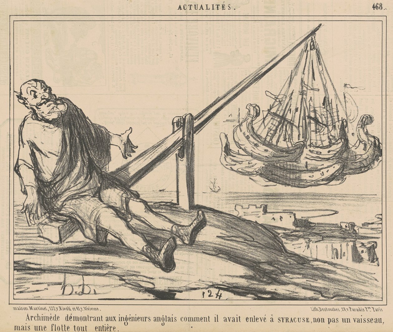 Archimedes předvádí anglickým inženýrům... od Honoré Daumier