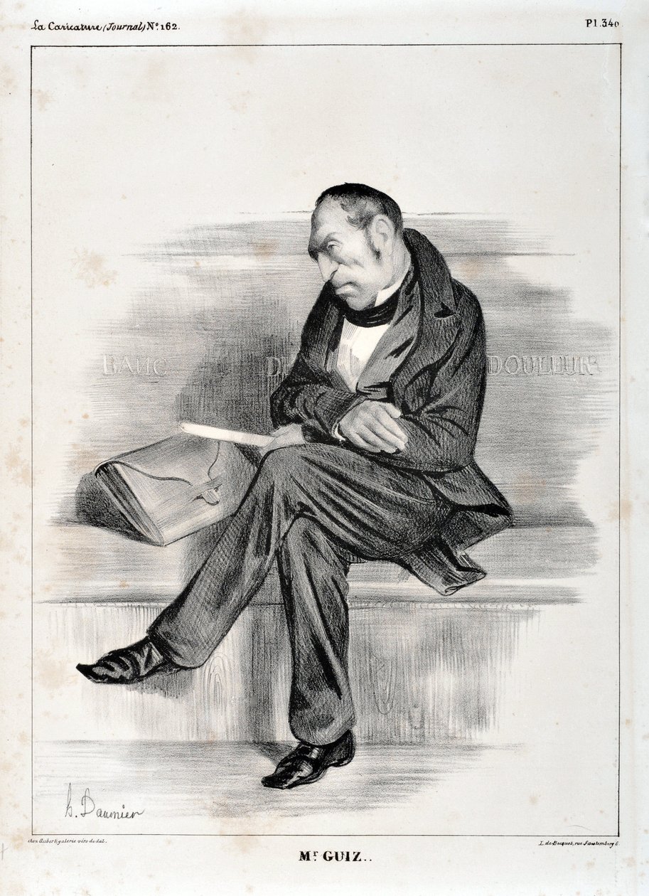 Umělecké dílo Honore Daumiera (1808-1879). Charivari pochází z roku 1833: Serie Celebrites de la caricature “” M. Guiz...”” MUZEUM VÝTVARNÉHO UMĚNÍ - PALACE LONGCHAMP, MARSEILLE od Honoré Daumier