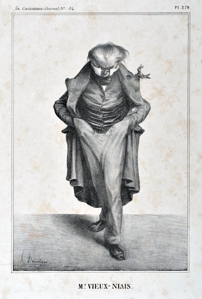 Umělecké dílo Honore Daumiera (1808-1879). Charivari pochází z roku 1833: Serie Celebrites de la Caricature “” M. Vieux-Niais “” MUSEE DES BEAUX ARTS - PALAIS LONGCHAMP, MARSEILLE od Honoré Daumier