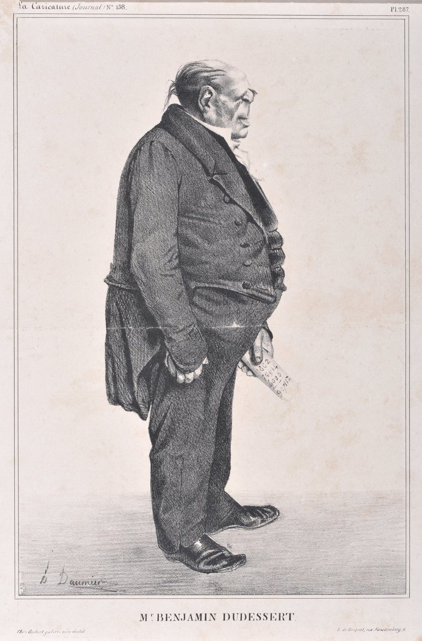 Umělecké dílo Honore Daumiera (1808-1879). Charivari pochází z roku 1833: Karikatura Celebrity Series “” M. Benjamin Dudessert “” ”MUSEE DES BEAUX ARTS - PALAIS LONGCHAMP, MARSEILLE od Honoré Daumier