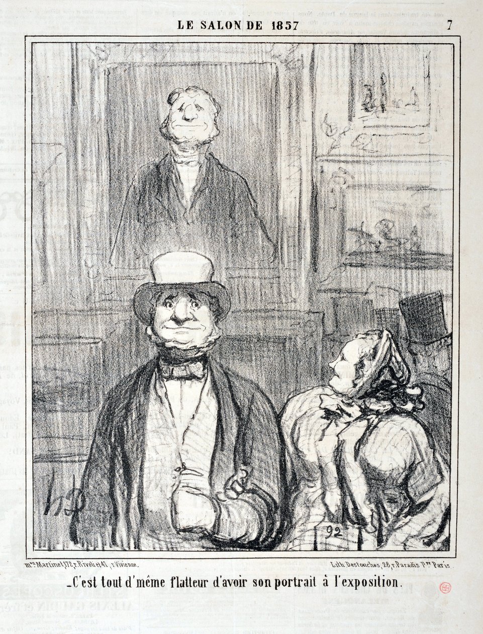 Umělecké dílo Honore Daumiera (1808-1879). Charivari pochází z roku 1857: Serie SALON DE 1857 “” - Stále je lichotivé mít jeho portrét na výstavě”” MUSEE DES BEAUX ARTS - PALAIS LONGCHAMP, MARSEILLE od Honoré Daumier