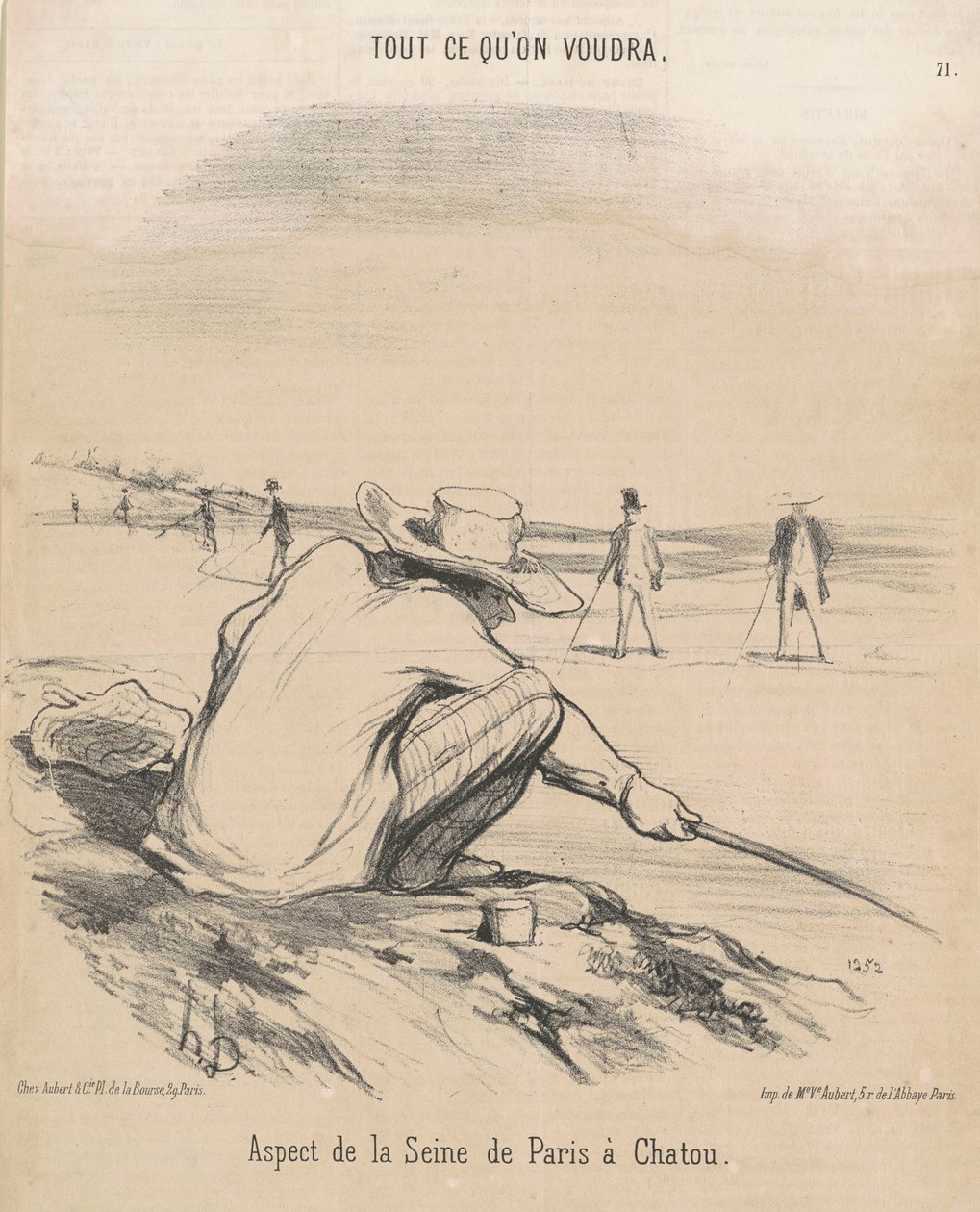 Aspekt Seiny z Paříže do Chatou od Honoré Daumier