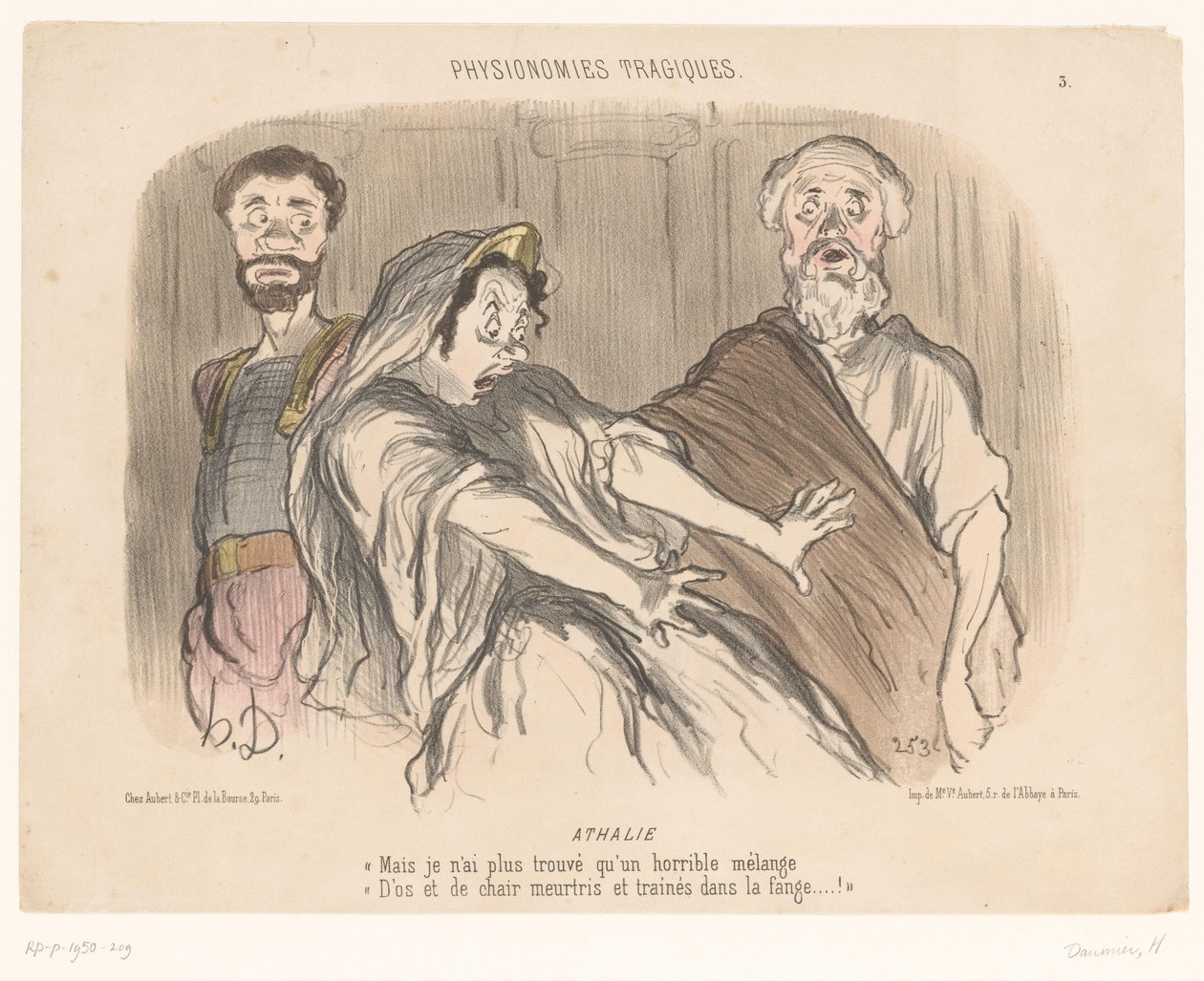 Atalja vidí děsivou vizi Athalie (titul na předmětu) Tragic Faces (název série) Physionomies tragiques (název série na předmětu) od Honoré Daumier