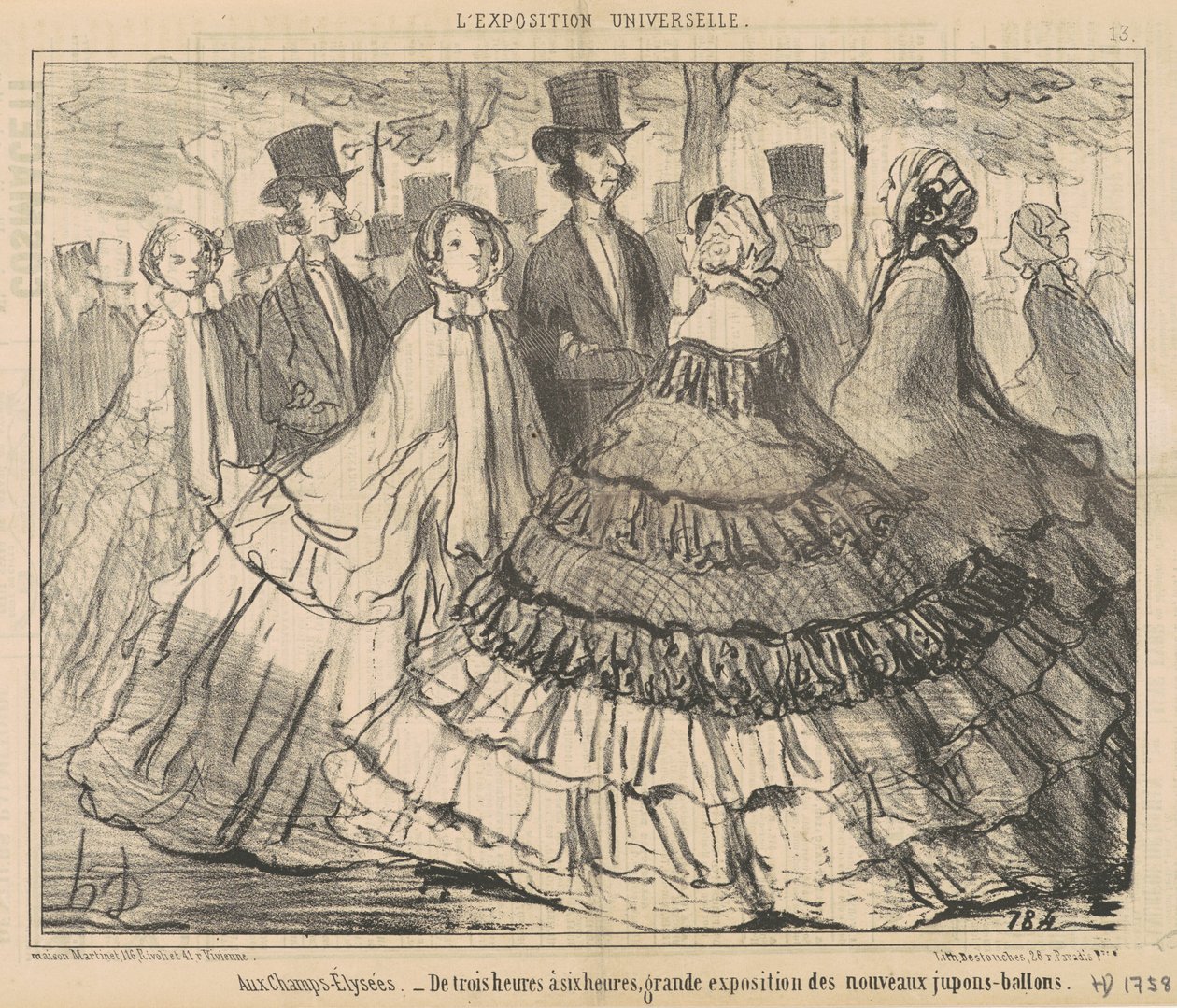 Na Champs-Elysées...Od tří do šesti hodin od Honoré Daumier