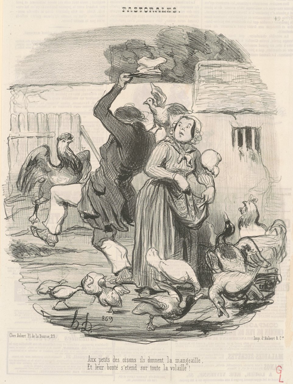 Mláďatům housat dávají potravu... od Honoré Daumier
