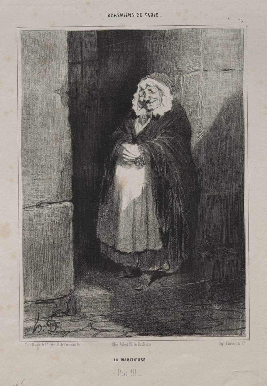 Bohemians of Paris, deska 15: Chodec aneb Velká nemocná žena, 1841. od Honoré Daumier
