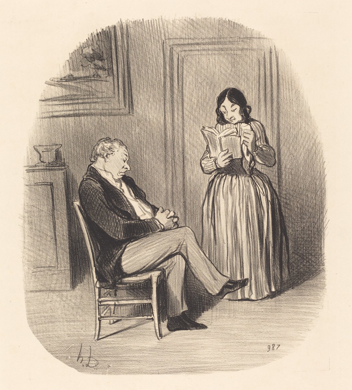 Buržoazní čtení, po večeři pár kapitol... od Honoré Daumier