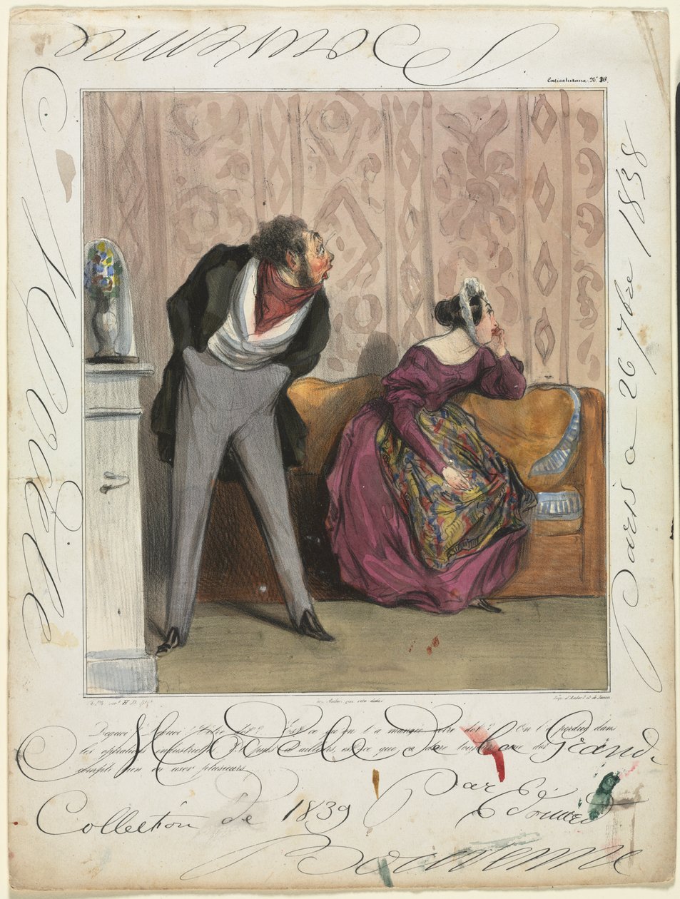 Caricaturana (deska 36): Z čeho! Z čeho! Vaše věno?... od Honoré Daumier