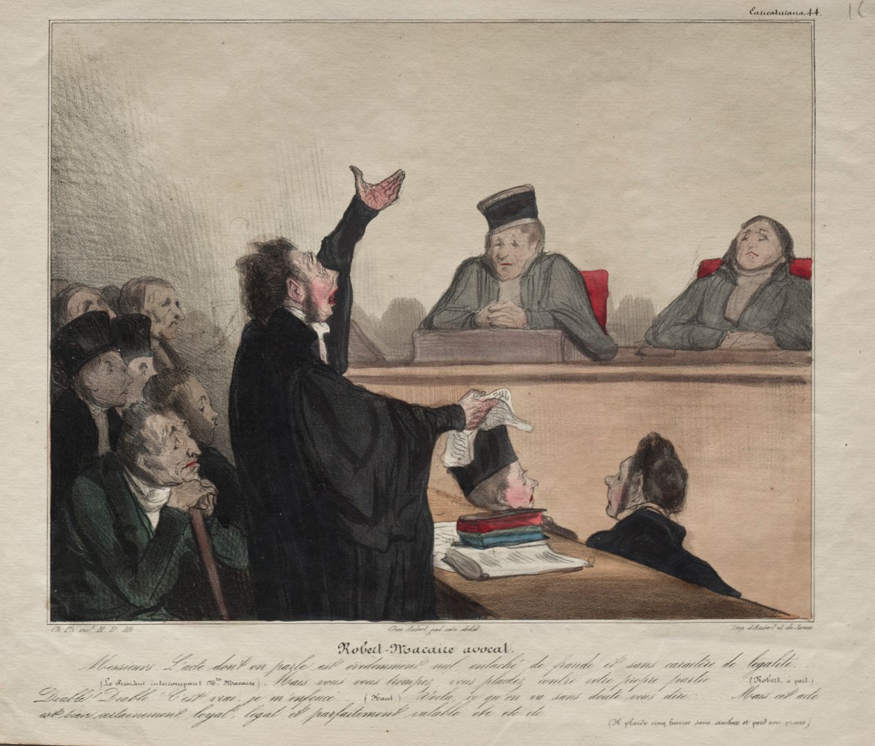 Caricaturana, deska 44: Robert-Macaire, právník, 1837. od Honoré Daumier