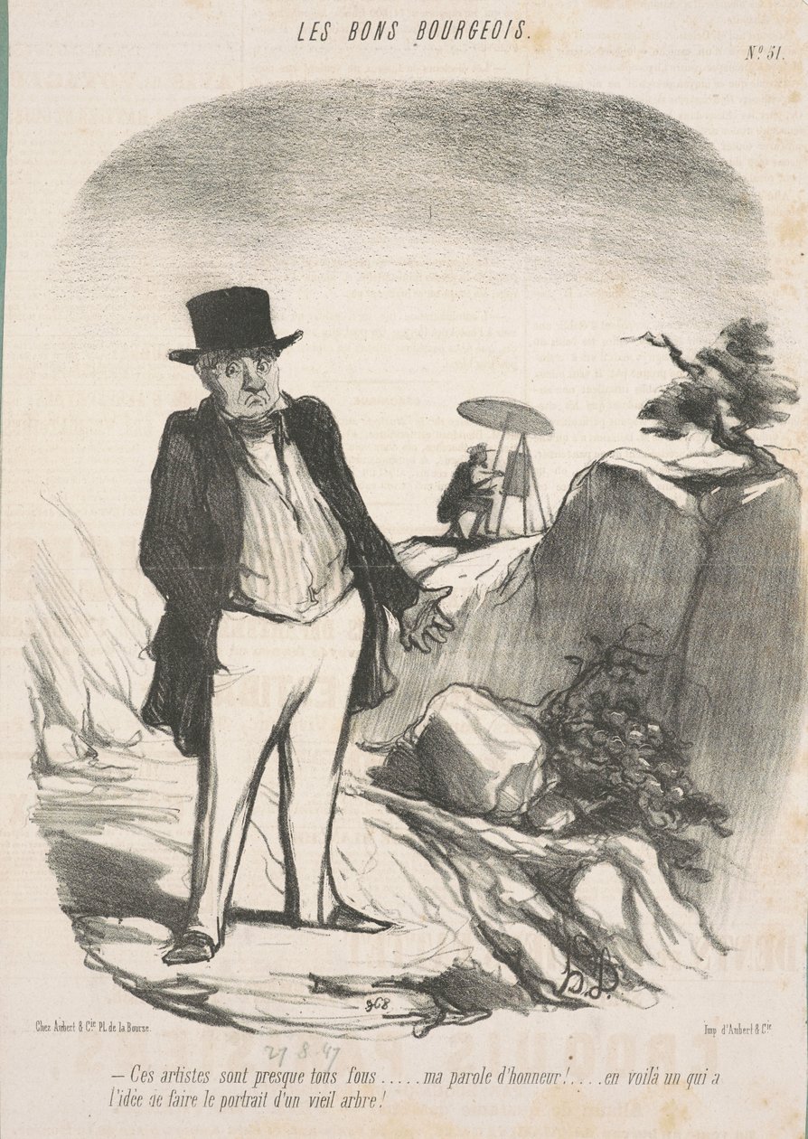 Tito umělci jsou skoro všichni blázni. . . Mé čestné slovo! . . . Tady je někdo, kdo má nápad namalovat portrét starého stromu! od Honoré Daumier