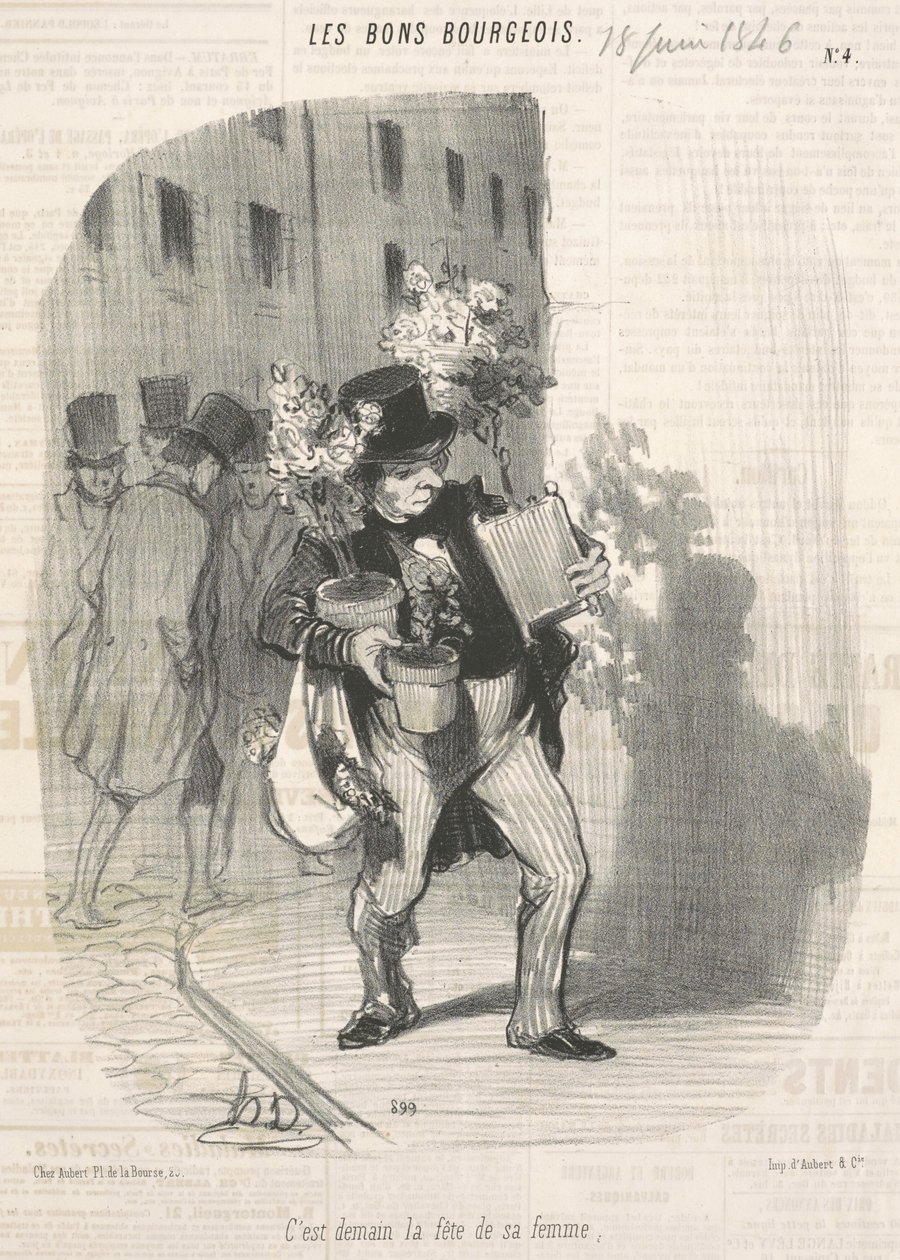 Zítra má jeho žena narozeniny od Honoré Daumier